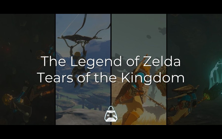 Arka planda 4 adet Zelda görseli ve önde The Legend of Zelda: Tears of the Kingdom başlığı